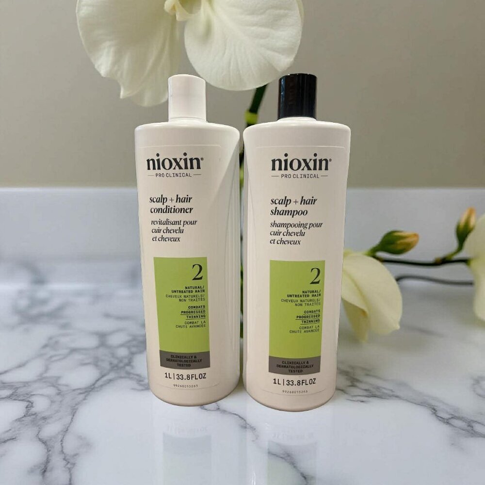 Nioxin Scalp Thinning Hair No.2 Natural Hair Shampoo Conditioner 33.8 oz